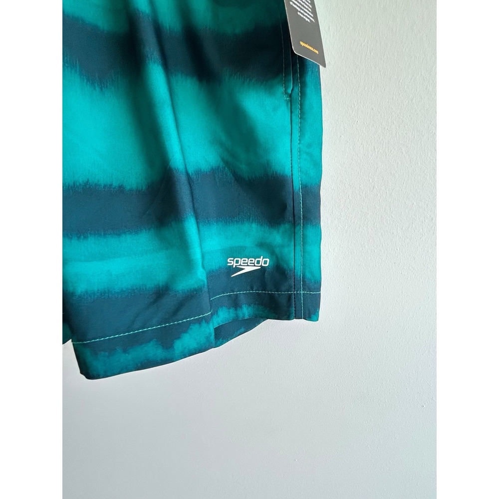 Speedo 16'' Striped Swim Shorts Men's M | Green Striped Swimming Trunks UPF 50+ - Picture 4 of 10